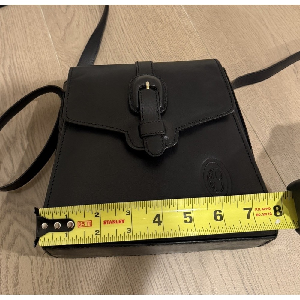 Ceancarel bag black vintage messenger bag shoulder Leather Buckle Square 80’s 70 - Picture 5 of 12